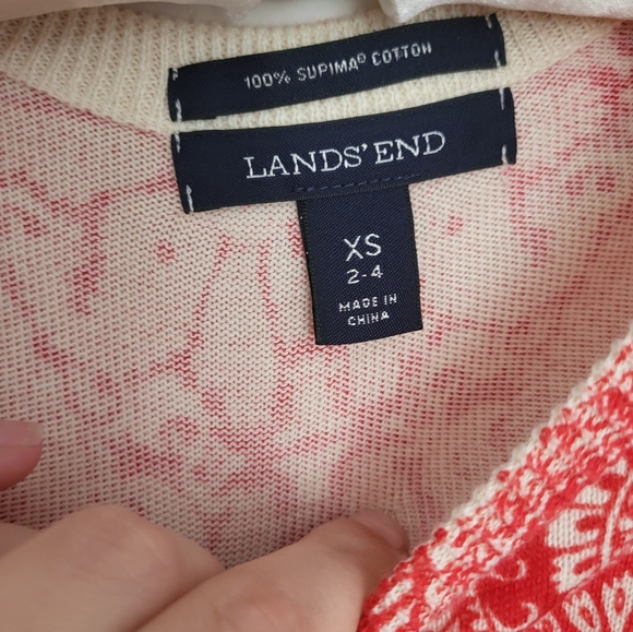 Lands End cotton paisley cardigan - Picture 2 of 7